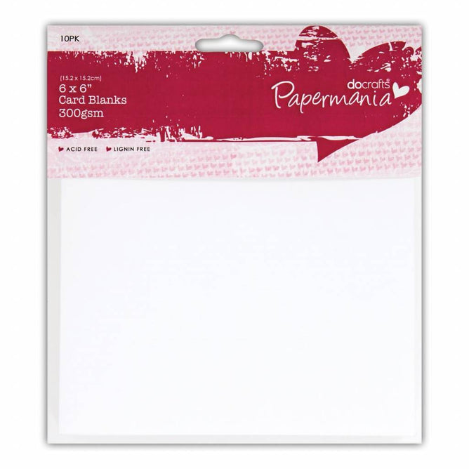 Papermania Blank Cards Envelopes Pack 15.2cm x 15.2cm White Card Making Crafts x 10