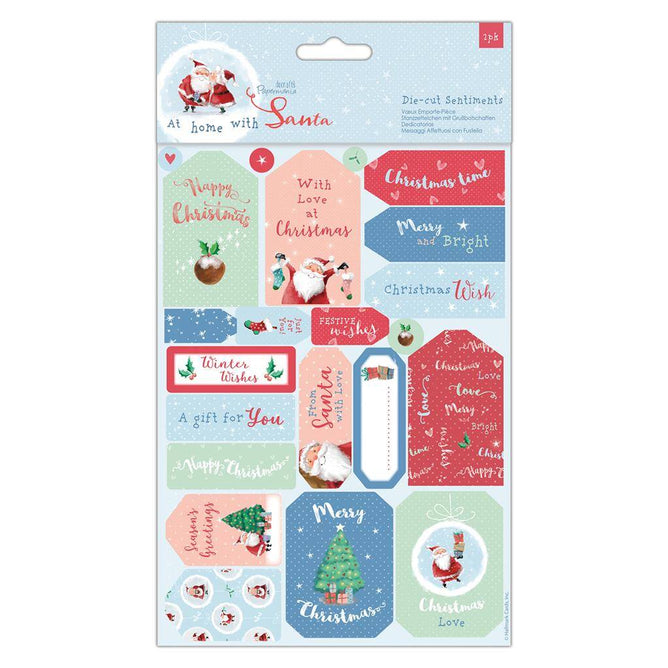 2 x Papermania At Home With Santa Die-Cut Sentiments With Toppers Sheets Crafts