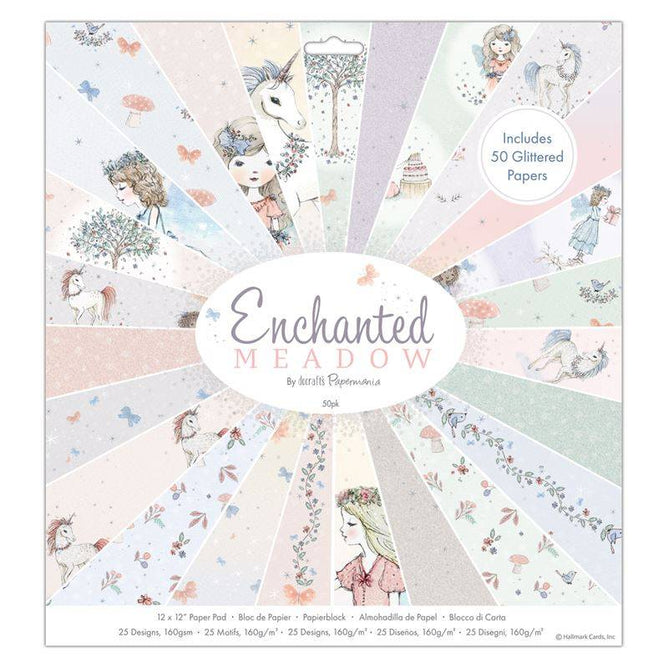 50 x Papermania Enchanted Meadow 30.5cm /12 Inch Paper Pad 25 Fairy Unicorn Scrapbooking Crafts