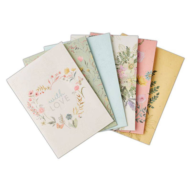 6 x Papermania Freshly Cut Flowers String Tied Envelopes Bag 7.5cmx10.5cm Crafts