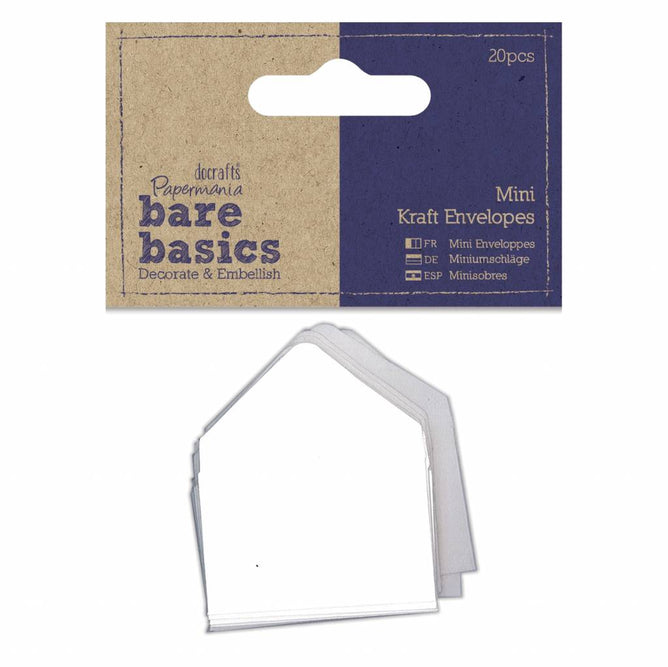 20 x Papermania Bare Basics Small Kraft Rectangular Envelopes 4cm x 2.5cm Crafts