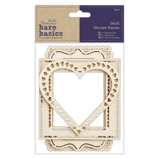 4 x Papermania Bare Basics Small Wooden Frames Different Size Photos Pictures Decoration Scrapbooking Crafts