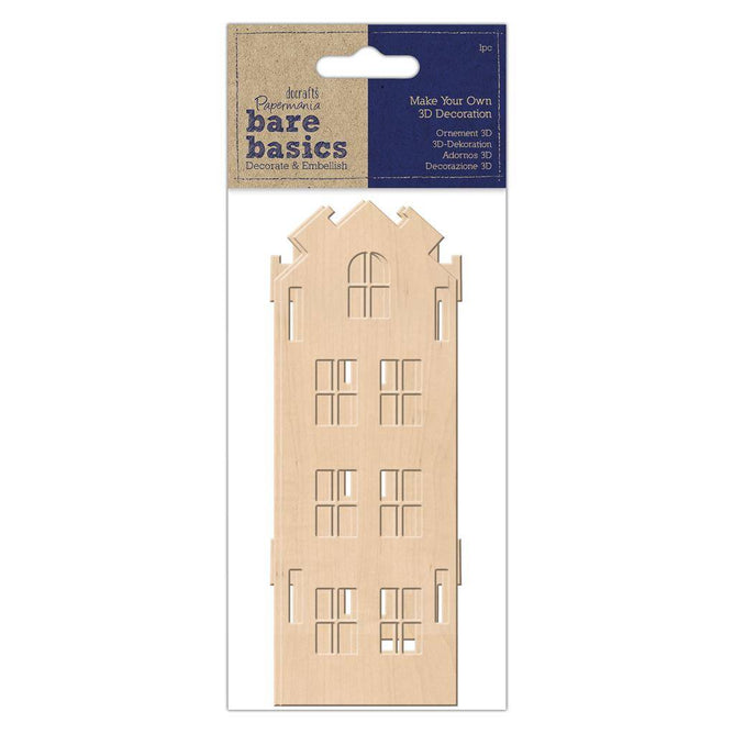 Papermania Bare Basics Make Your Own 3D Tall Plywood House Wooden Decorations Crafts