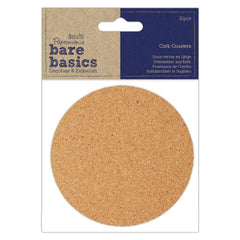 Papermania Bare Basics Cork Coasters Round Shaped Brown 10cm Decoration Crafts x 10