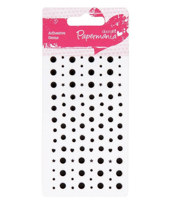 104 x Papermania Adhesive Solid Black Stones Assorted Size Cardmaking Scrapbooking Crafts