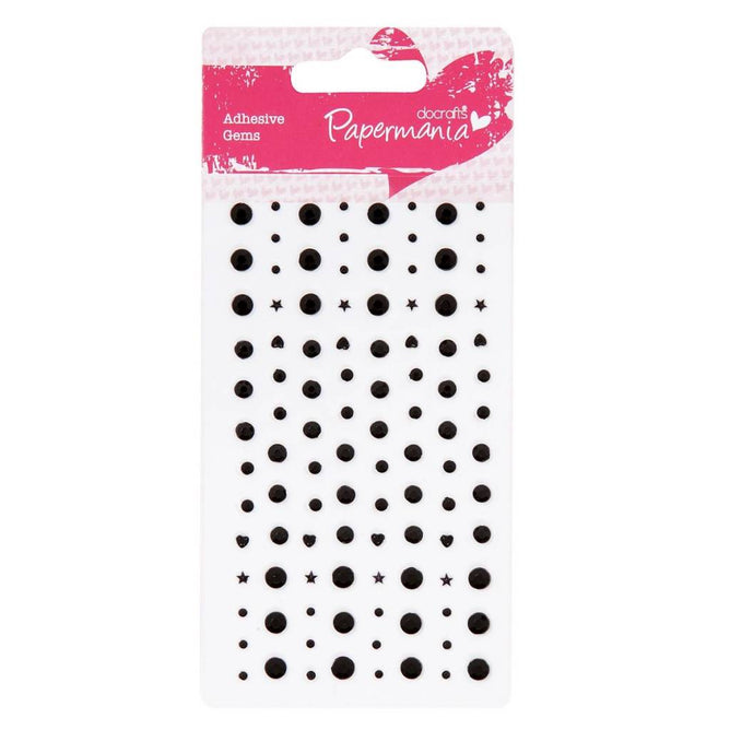 104 x Papermania Adhesive Solid Black Stones Assorted Size Cardmaking Scrapbooking Crafts