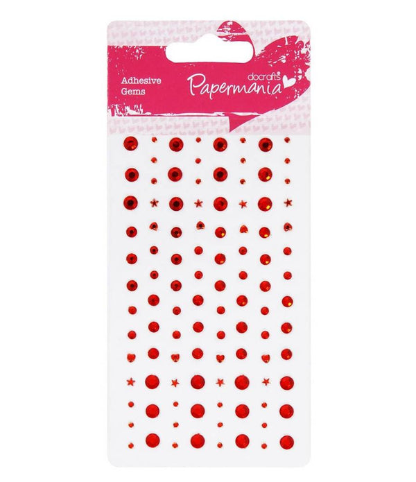 104 x Papermania Adhesive Red Stones Assorted Size Cardmaking Scrapbooking Crafts