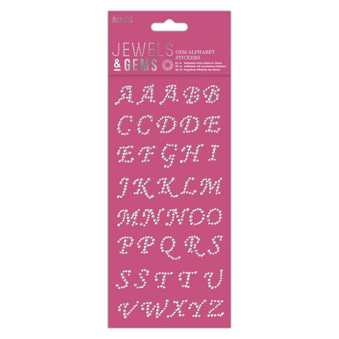 Papermania Adhesive Gem Alphabet Stickers Italic Font Scrapbooking Embellishment Crafts