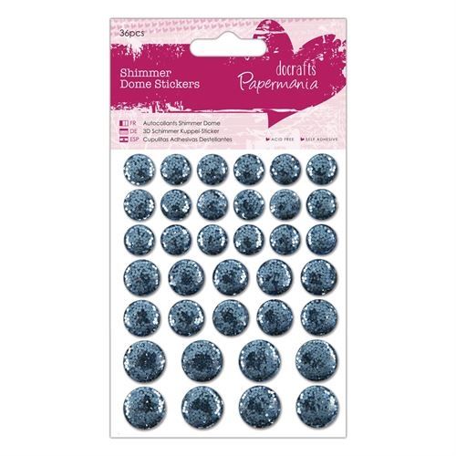 36 x Papermania Light Blue 3D Shimmer Dome Stickers Scrapbooking Embellishments Crafts