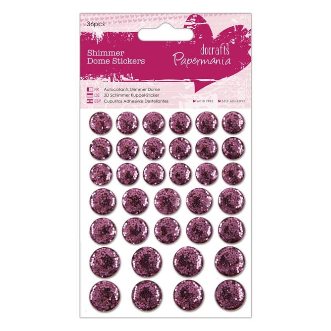 36 x Papermania Pink Shimmer Dome Stickers Scrapbooking Embellishments Crafts
