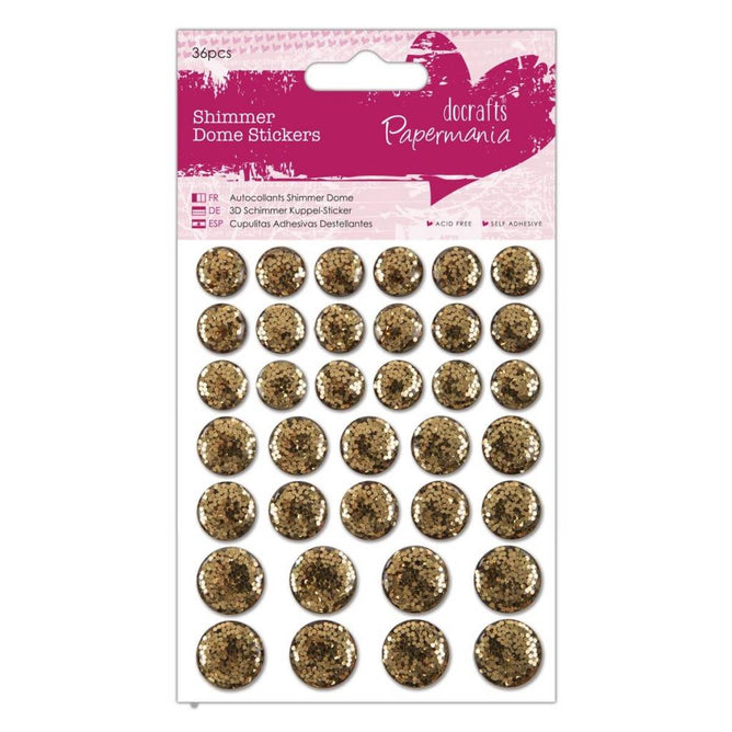 36 x Papermania Gold Shimmer Dome Stickers Scrapbooking Embellishments Crafts