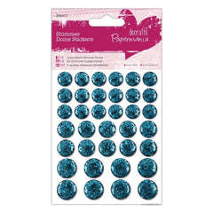 36 x Papermania Teal 3D Shimmer Dome Stickers Scrapbooking Embellishments Crafts