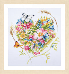 Lanarte Diamond Painting Needlecraft Kit Canvas Children Crafts 39x43 cm - A Heart Of Flowers