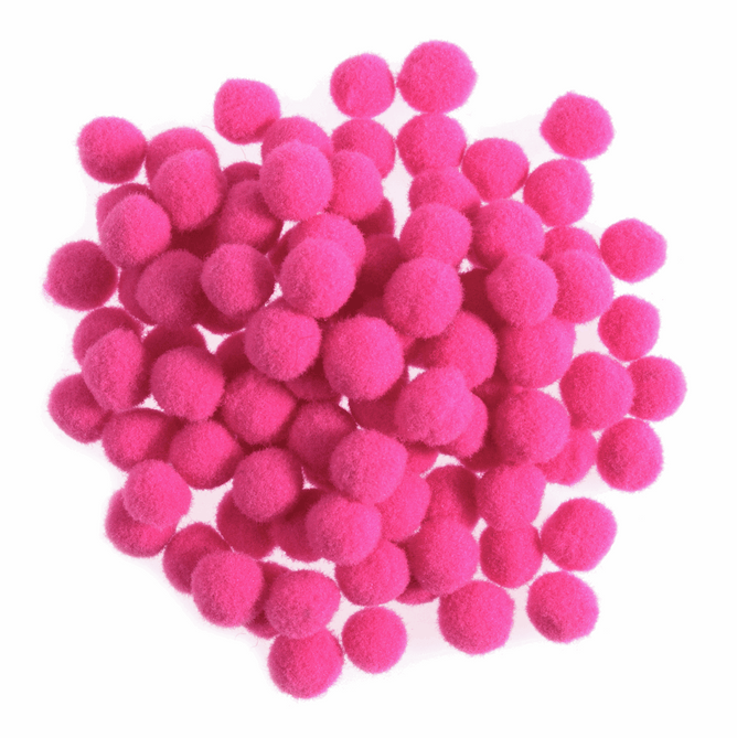 Pom Poms Solid Colour: 0.7cm: Bright Pink| 100 Pack Decorative Festive Craft Tools