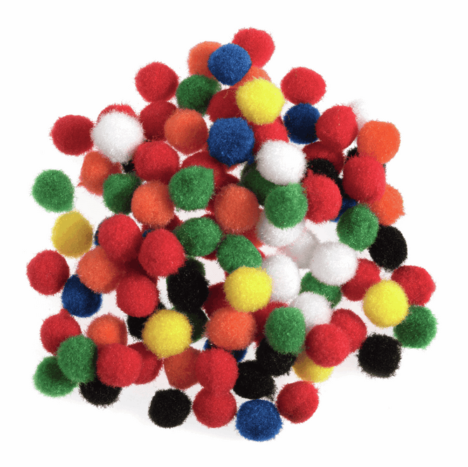 Pom Poms Solid Colour: 0.7cm: Mixed| 100 Pack Decorative Festive Craft Tools