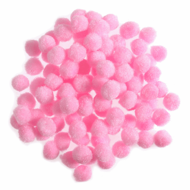 Pom Poms Solid Colour: 0.7cm: Pink| 100 Pack Decorative Festive Craft Tools