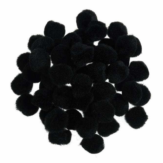 Pom Poms Solid Colour: Black: 1.3cm| 100 Pack Decorative Festive Craft Tools