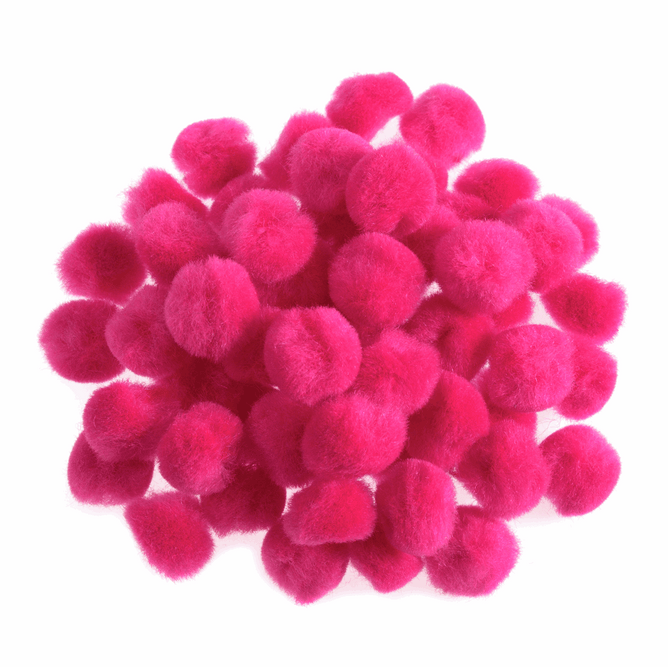 Pom Poms Solid Colour: Bright Pink: 1.2cm| 100 Pack Decorative Festive Craft Tools