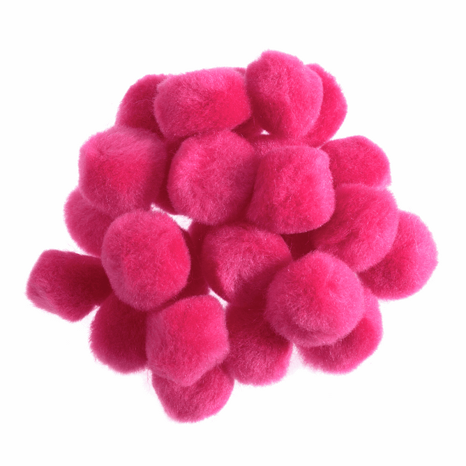 Pom Poms Solid Colour: Bright Pink: 2.5cm| 100 Pack Decorative Festive Craft Tools