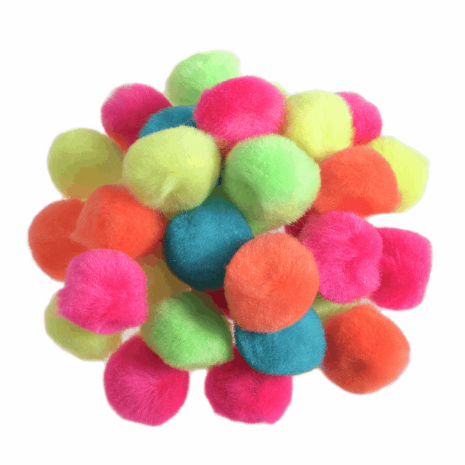 Pom Poms Solid Colour: Assorted Neon: 2.5cm| 100 Pack Decorative Festive Craft Tools