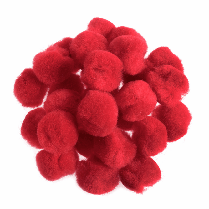 Pom Poms Solid Colour: Red: 2.5cm| 100 Pack Decorative Festive Craft Tools