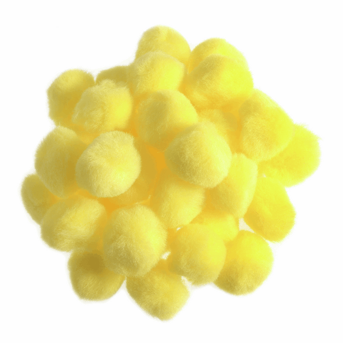 Pom Poms Solid Colour: Yellow: 2.5cm | 100 Pack Decorative Festive Craft Tools
