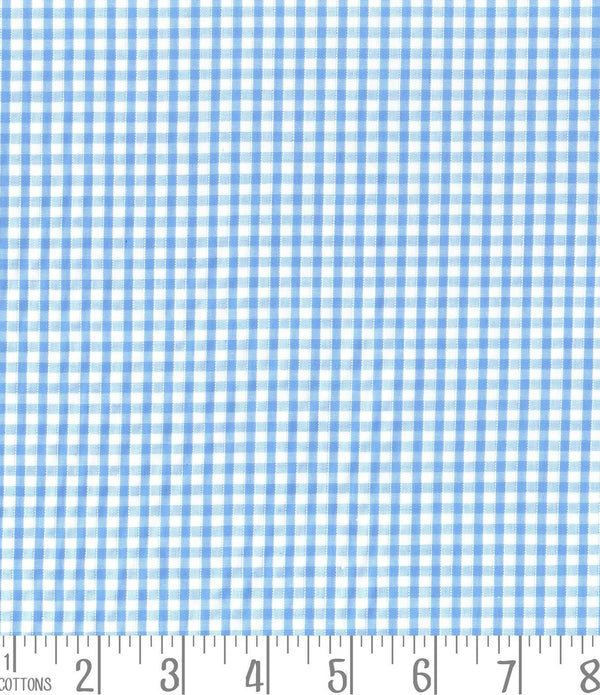 Pale Blue Gingham Polycotton 1/8