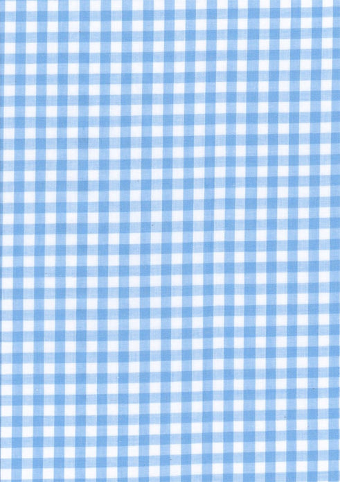 Pale Blue Gingham Polycotton 1/4" Checked Fabric Select Size 112cm Wide