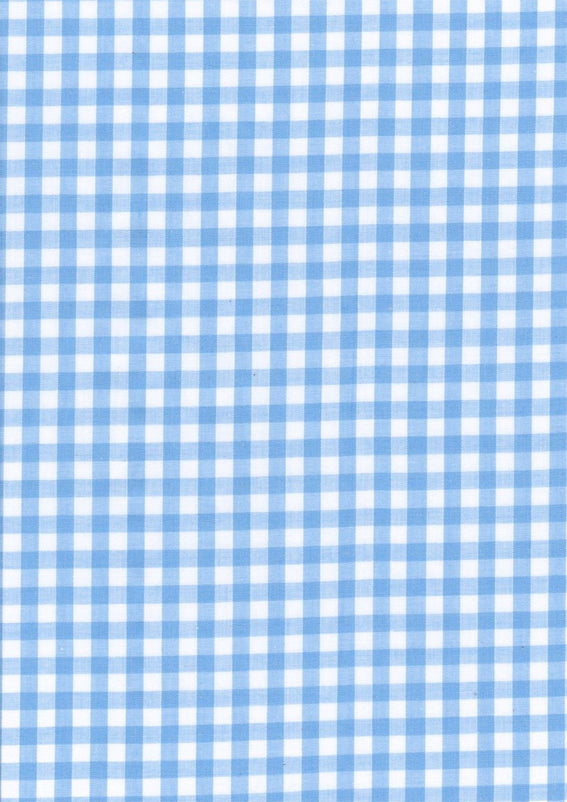 Pale Blue Gingham Polycotton 1/4" Checked Fabric Select Size 112cm Wide