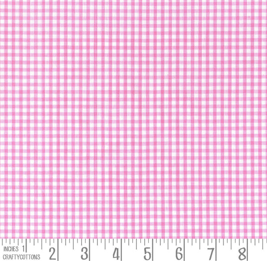 Pale Pink Gingham Polycotton 1/8" Checked Fabric Select Size 112cm Wide