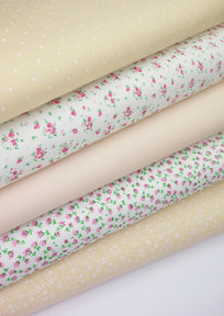 Fabric Bundles Fat Quarters Polycotton Material Florals Spots Plain Craft - PEACH