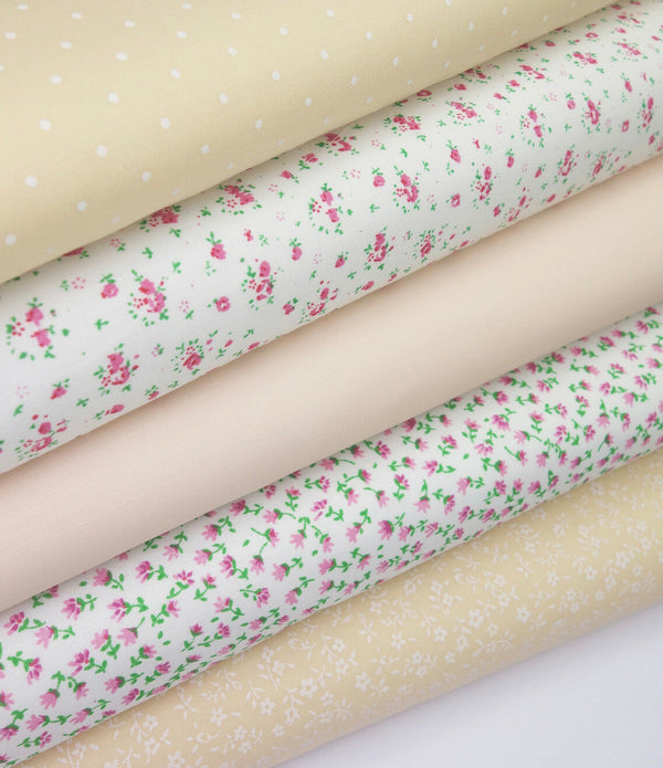 Fabric Bundles Fat Quarters Polycotton Material Florals Spots Plain Craft - PEACH