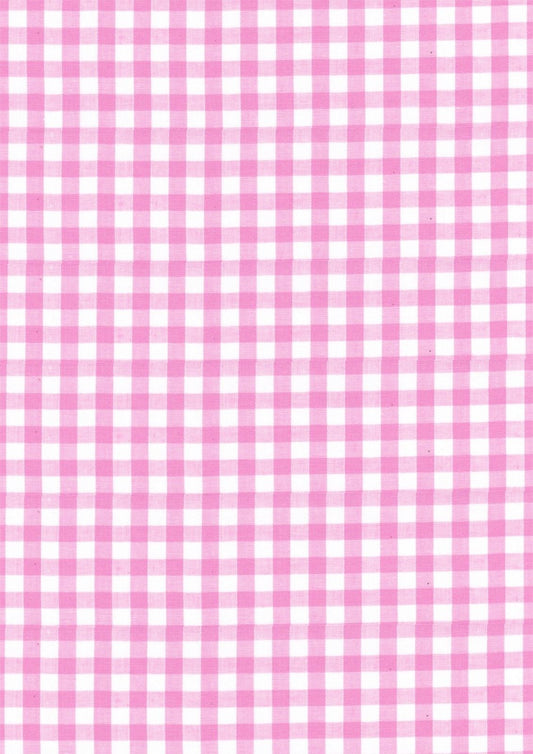 Pink Gingham Polycotton 1/4" Checked Fabric Select Size 112cm Wide