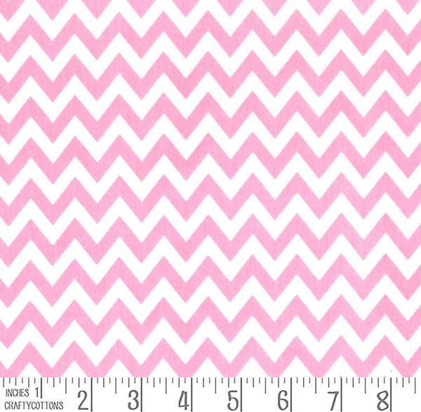 Pink Chevron Polycotton Children Fabric Choose Size