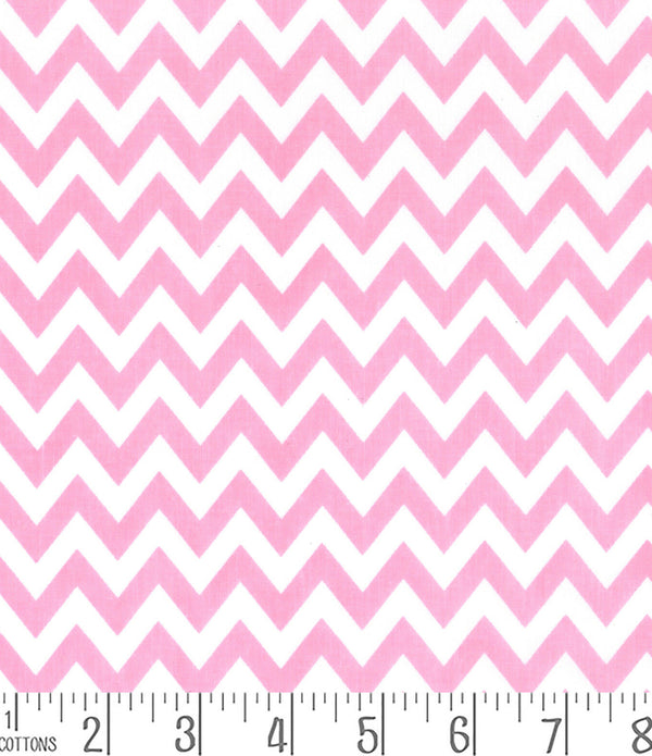 Pink Chevron Polycotton Children Fabric Choose Size