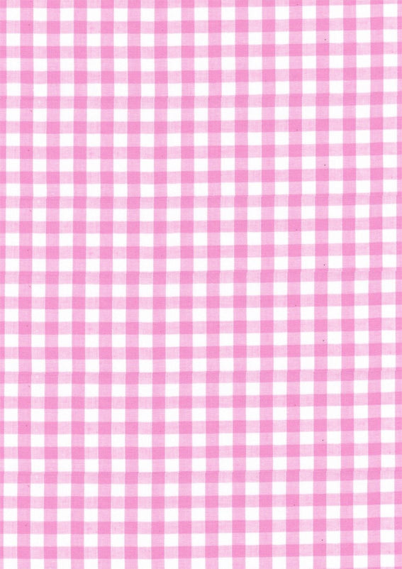 Pink Gingham Polycotton 1/4" Checked Fabric Select Size 112cm Wide