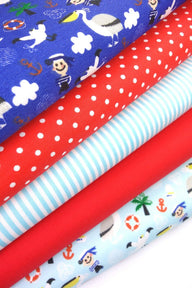 Fabric Bundles Fat Quarters Polycotton Material Pirates Spots Stripes Children Craft