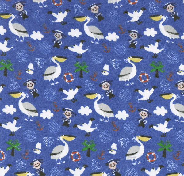 Pirates Royal Blue Polycotton Children Fabric Choose Size