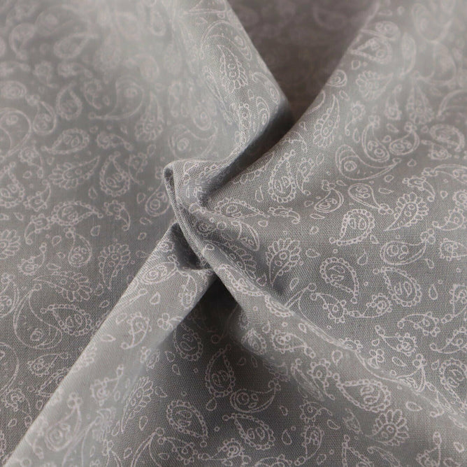 Pretty Paisley Grey Shabby Chic Polycotton Floral Fabric