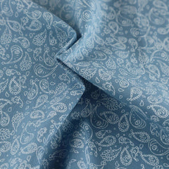 Pretty Paisley Wedgewood Blue Shabby Chic Polycotton Floral Fabric