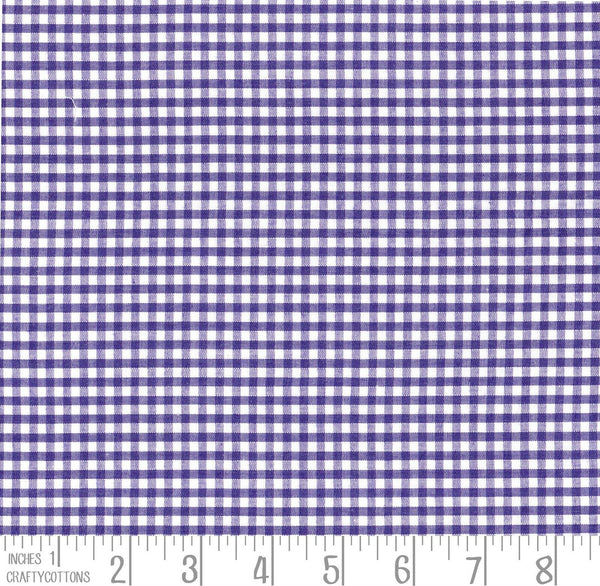 Purple Gingham Polycotton 1/8" Checked Fabric Select Size 112cm Wide