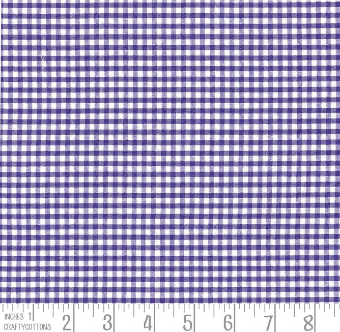 Purple Gingham Polycotton 1/8" Checked Fabric Select Size 112cm Wide