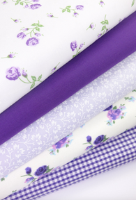 Fabric Bundles Fat Quarters Polycotton Material Vintage Florals Gingham Craft - Purple