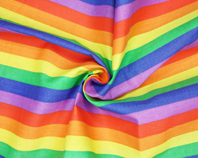 Rainbow Stripes Small Polycotton Children Fabric