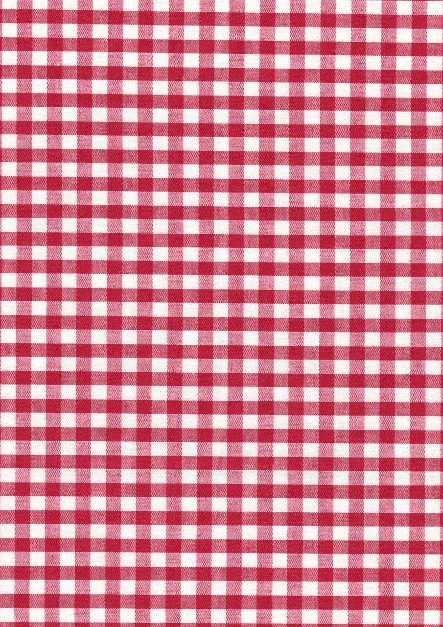 Red Gingham Polycotton 1/4" Checked Fabric Select Size 112cm Wide