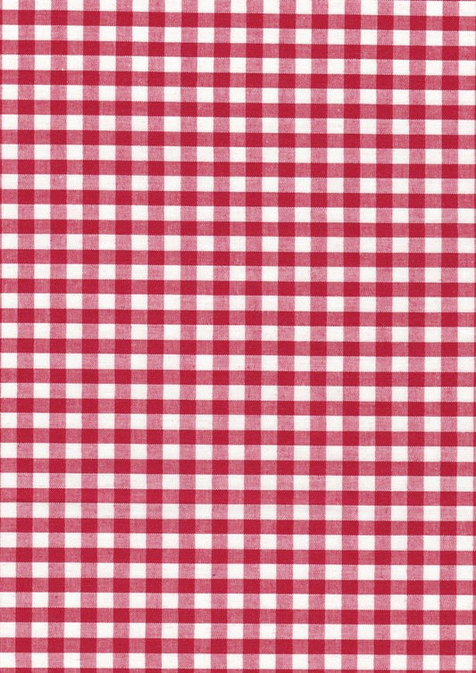 Red Gingham Polycotton 1/4" Checked Fabric Select Size 112cm Wide