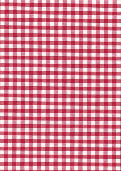 Red Gingham Polycotton 1/4" Checked Fabric Select Size 112cm Wide