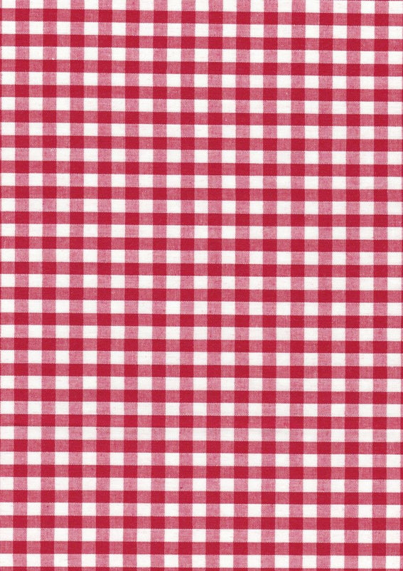 Red Gingham Polycotton 1/4" Checked Fabric Select Size 112cm Wide