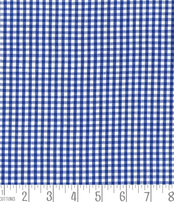 Royal Blue Gingham Polycotton 1/8