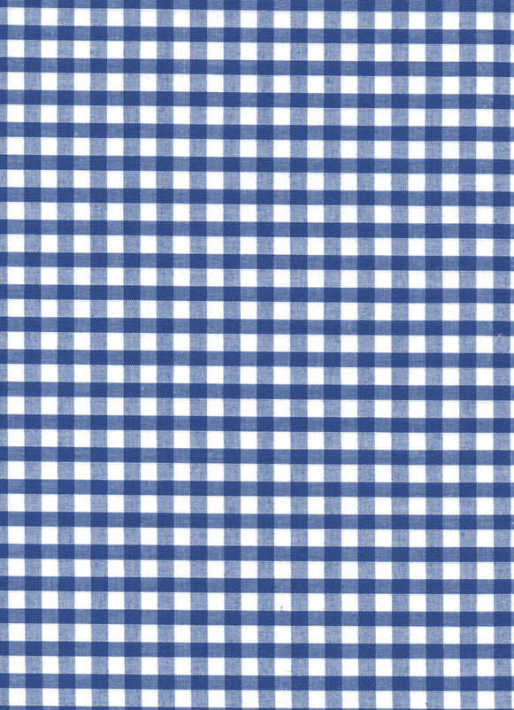 Royal Blue Gingham Polycotton 1/4" Checked Fabric Select Size 112cm Wide